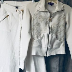 Bebe Sport matching white and gold cotton set